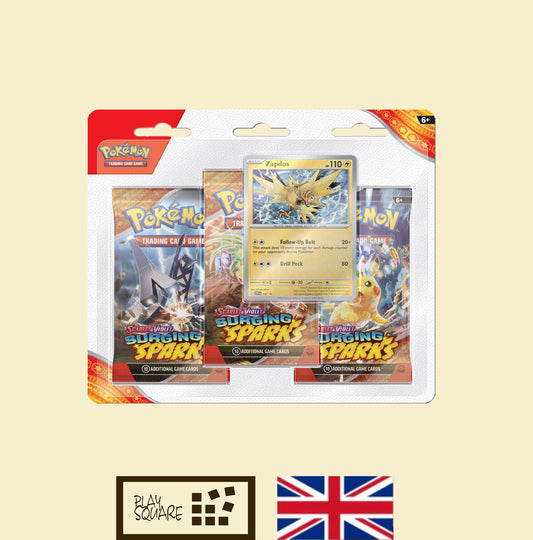 Pokémon TCG - SV08 "Scarlet & Violet - Surging Sparks" - 3-Pack Blister "Zapdos" - EN