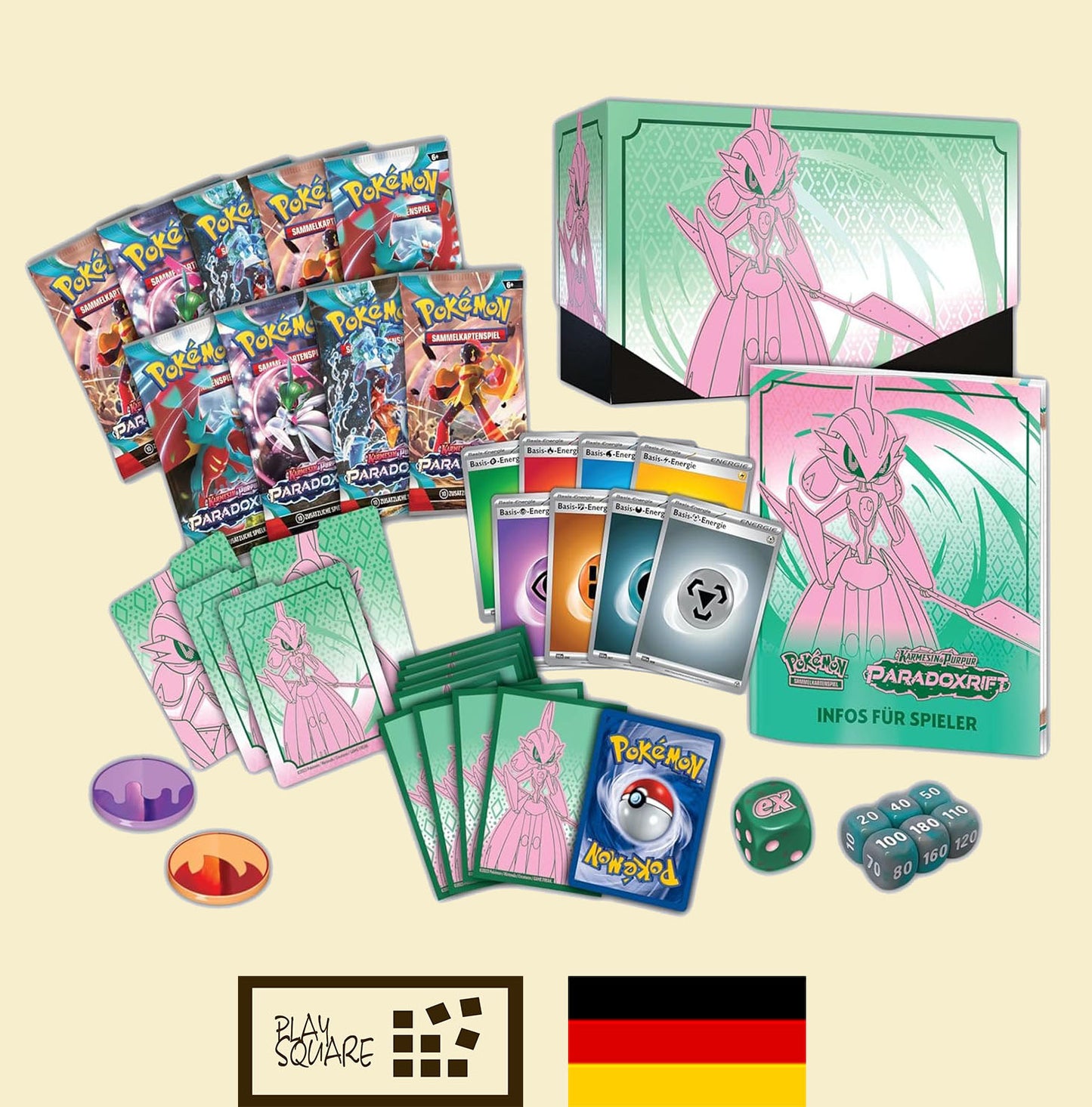 Pokémon TCG - KP4.0 "Karmesin & Purpur -  Paradoxrift (Eisenkrieger)" - Top Trainer Box - DE