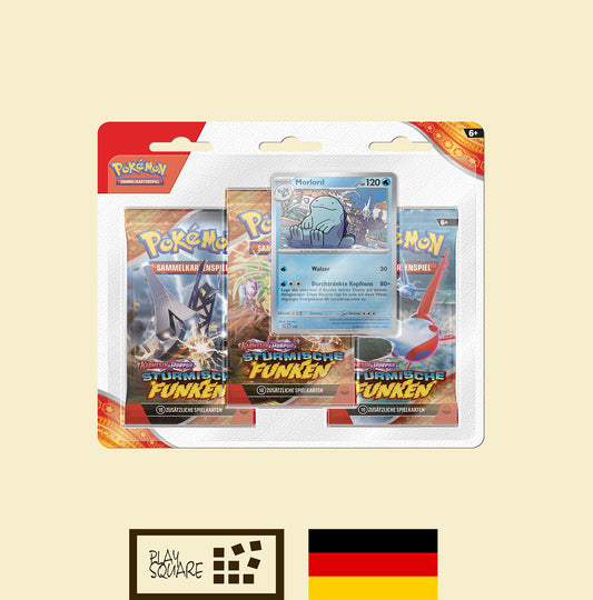 Pokémon TCG - KP08 "Karmesin & Purpur - Stürmische Funken" - 3-Pack Blister "Morlord" - DE